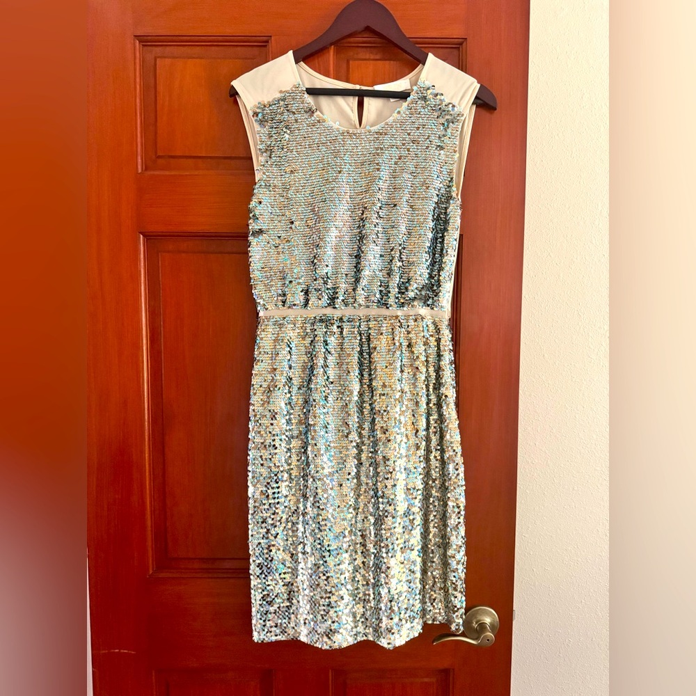Silver Sequin Sleeveless Dress
